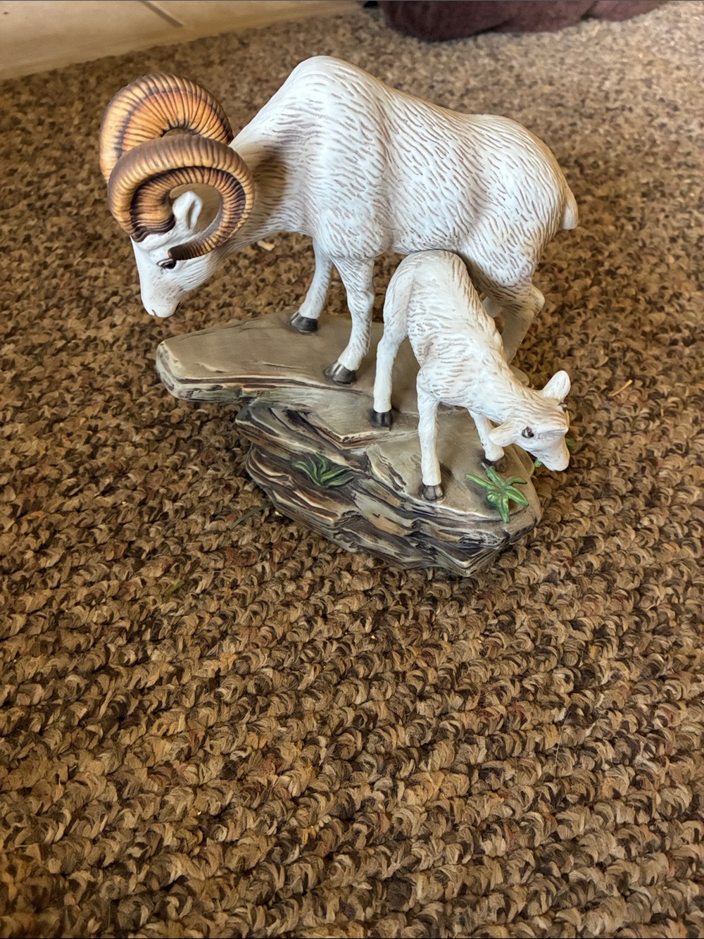 White Ram and Lamb Wall Sculpture - Rustic Animal Decor